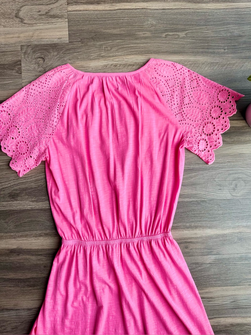 Lilly Pulitzer Taylinn Eyelet Cotton Dress Prosecco Pink Flutter Sleeve Small - Picture 11 of 15